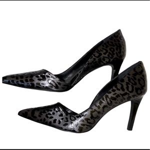 Calvin Klein Gray/Black Leopard Print Heels SZ 6